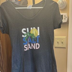Graphic Tee with Sun and Palm Design